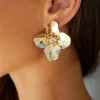 18K Gold Plated Open Heart Earrings Gold