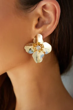 18K Gold Plated Open Heart Earrings Gold