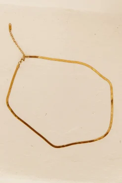 18k Gold Plated Sleek Snake Necklace Gold