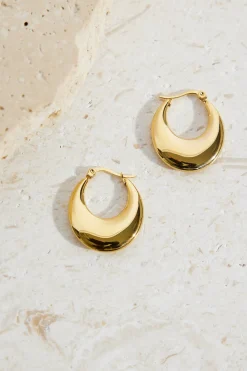18k Gold Plated Slick Bun Hoop Earrings Gold