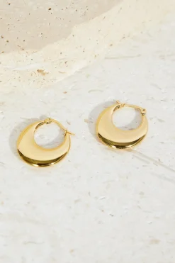 18k Gold Plated Slick Bun Hoop Earrings Gold