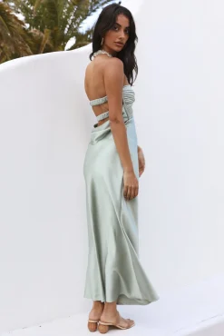 Laced With Gold Maxi Dress Sage