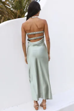 Laced With Gold Maxi Dress Sage