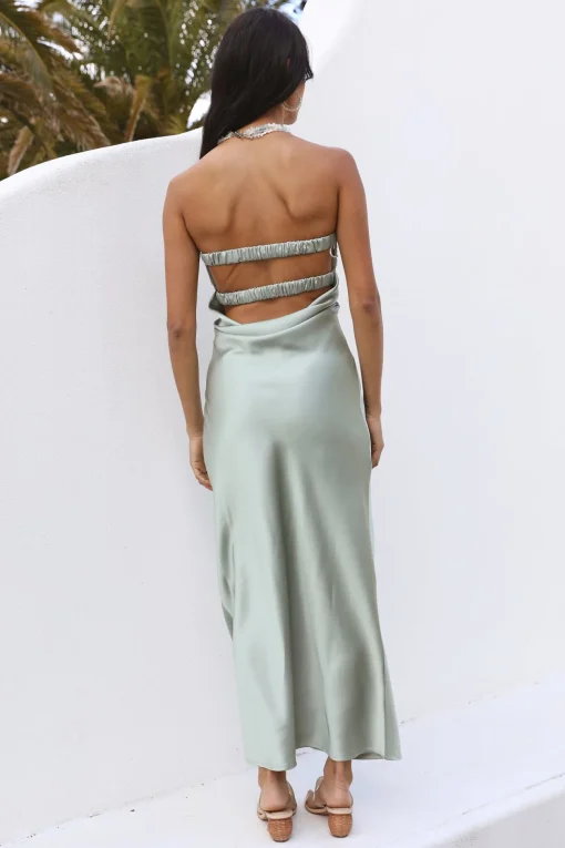 Laced With Gold Maxi Dress Sage