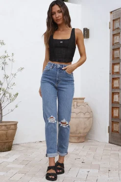 LEE Monique Corset Top Black Denim