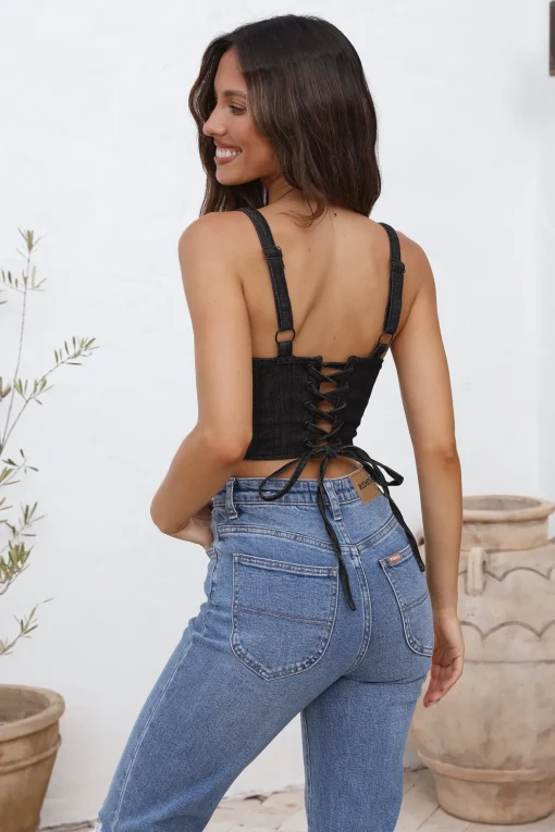 LEE Monique Corset Top Black Denim