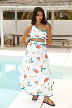 Lemon Wedge Maxi Skirt Green