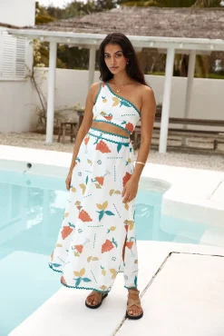 Lemon Wedge Maxi Skirt Green