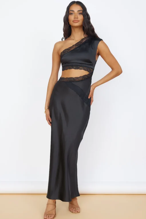 Limitless Love Satin Maxi Dress Black