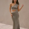 Limitless Love Satin Maxi Dress Khaki