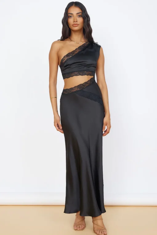 Limitless Love Satin Maxi Dress Black