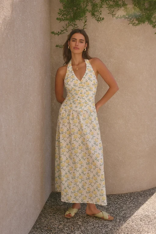 Limoncello Halter Maxi Dress Yellow