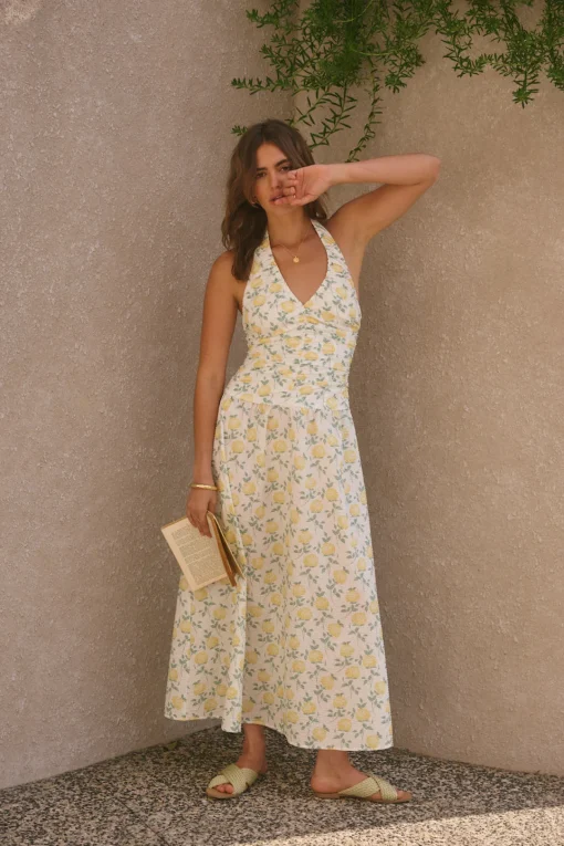 Limoncello Halter Maxi Dress Yellow