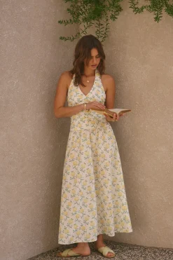 Limoncello Halter Maxi Dress Yellow
