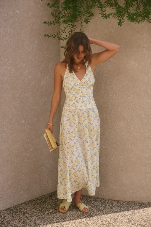 Limoncello Halter Maxi Dress Yellow