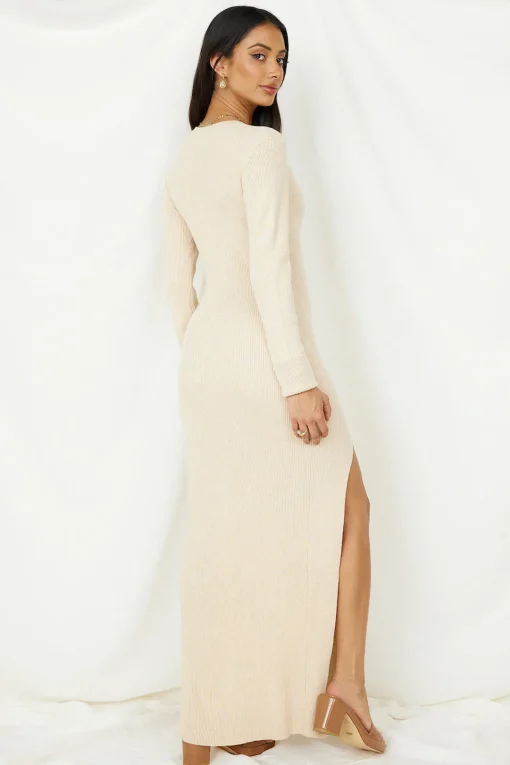LIONESS Opulence Maxi Dress Beige