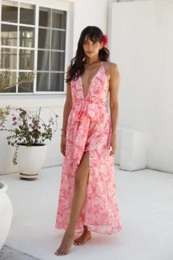 Magic Meadow Halter Maxi Dress Pink