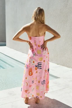 Magic Tricks Strapless Maxi Dress Pink