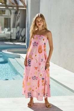 Magic Tricks Strapless Maxi Dress Pink