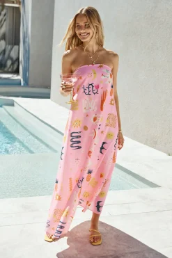 Magic Tricks Strapless Maxi Dress Pink