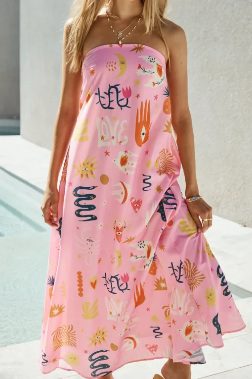 Magic Tricks Strapless Maxi Dress Pink