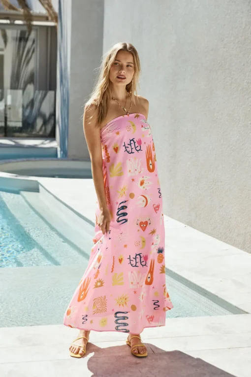 Magic Tricks Strapless Maxi Dress Pink
