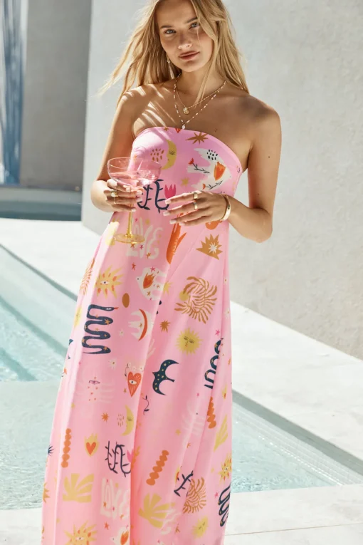Magic Tricks Strapless Maxi Dress Pink