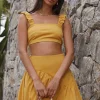 Mango Trees Crop Top Mustard