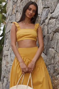 Mango Trees Crop Top Mustard