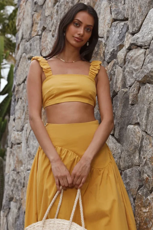 Mango Trees Crop Top Mustard