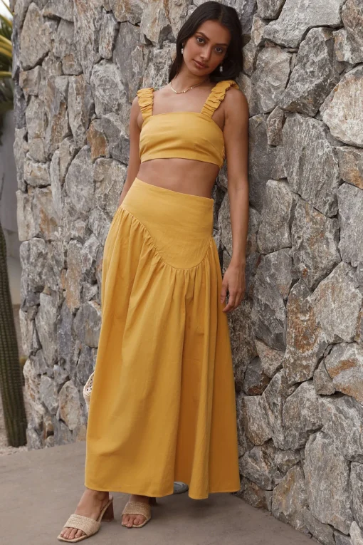 Mango Trees Crop Top Mustard