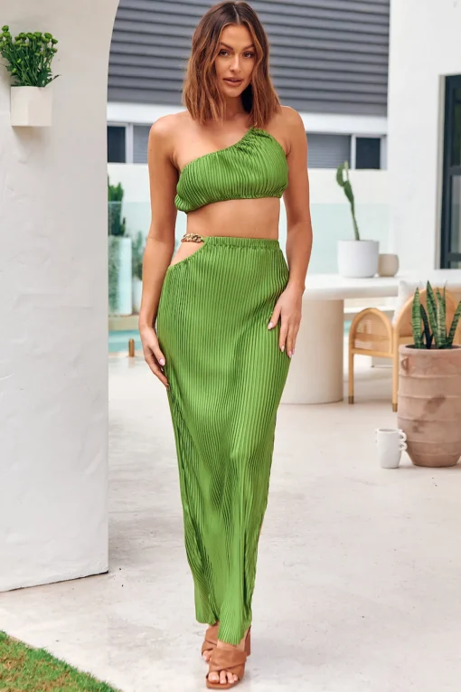 Midnight Attraction Maxi Skirt Green