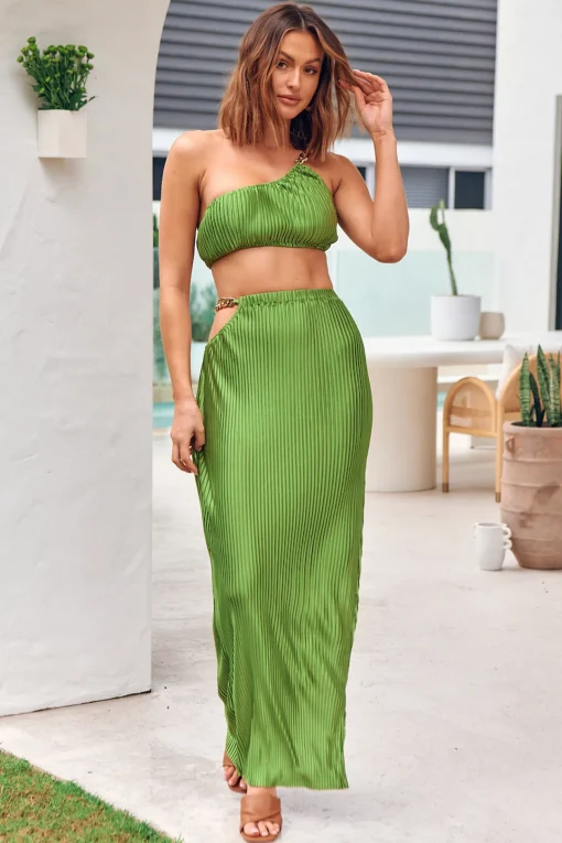 Midnight Attraction Maxi Skirt Green