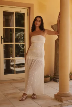 Midnight Radiance Dress Strapless Dress Cream