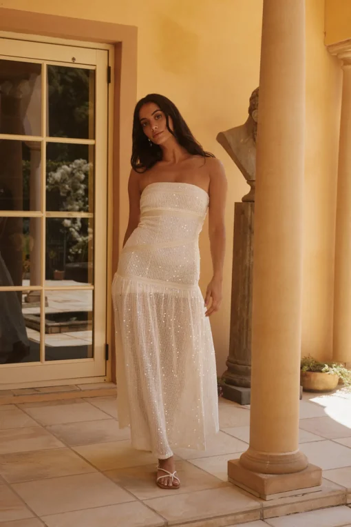 Midnight Radiance Dress Strapless Dress Cream