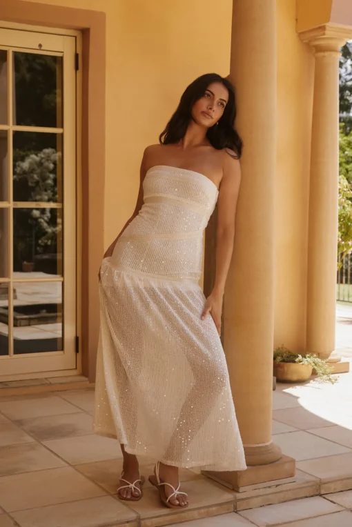 Midnight Radiance Dress Strapless Dress Cream