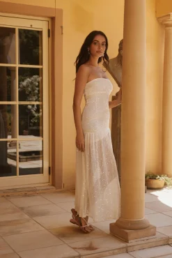 Midnight Radiance Dress Strapless Dress Cream