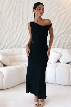 Moonlight Dancer Off Shoulder Maxi Dress Black