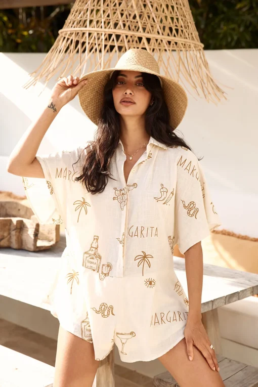 Muy Caliente Romper Beige