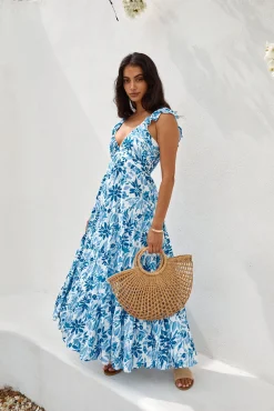 Nightfall Blooms Maxi Dress Blue