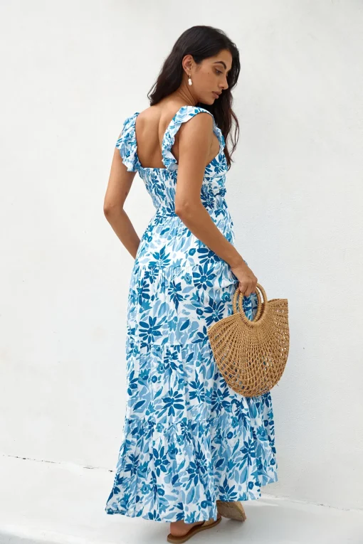 Nightfall Blooms Maxi Dress Blue
