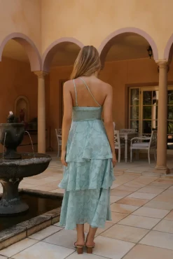 Ocean Nights One-Shoulder Maxi Dress Sage