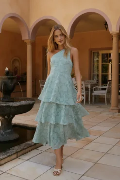 Ocean Nights One-Shoulder Maxi Dress Sage