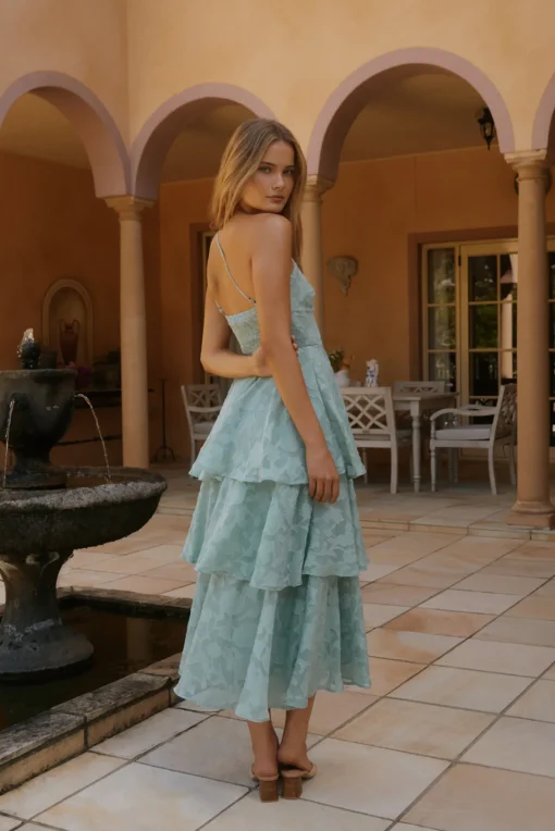 Ocean Nights One-Shoulder Maxi Dress Sage