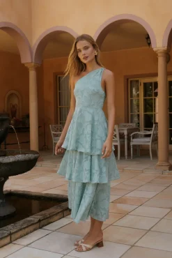 Ocean Nights One-Shoulder Maxi Dress Sage