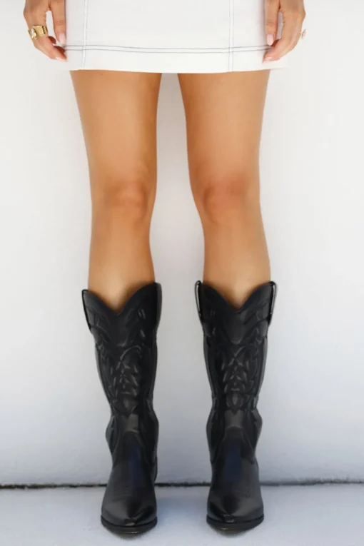 Ottilie Cowboy Boots Black