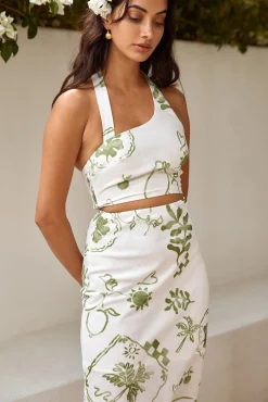 Over The Hedges Halter Crop Top Green