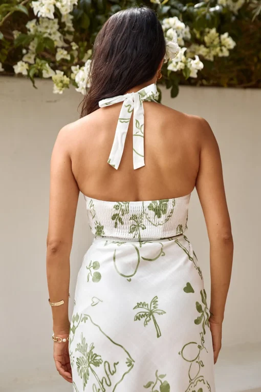 Over The Hedges Halter Crop Top Green