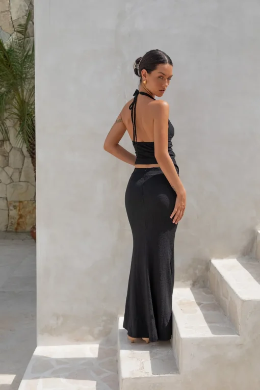 Palm Tree Paradise Halter Top Black