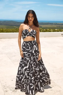 Panoramic Views Maxi Skirt Black